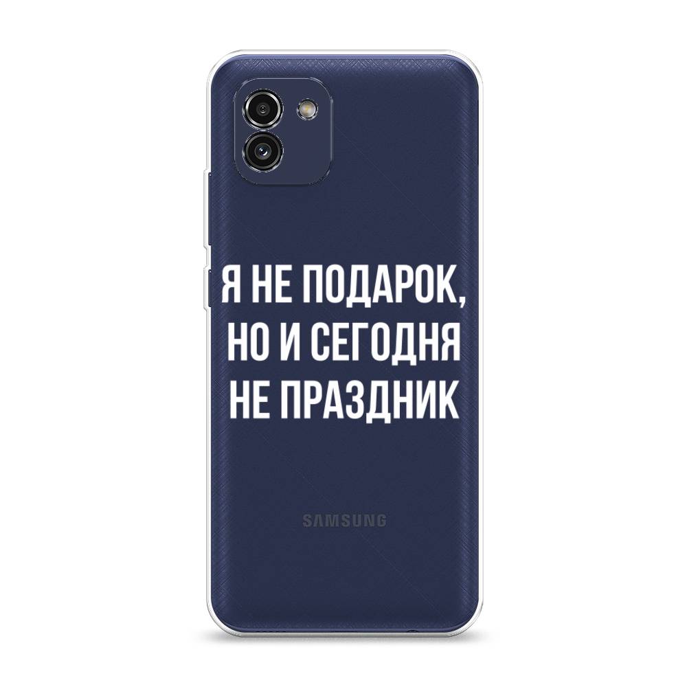 

Чехол Awog на Samsung Galaxy A03 / Самсунг A03 "Я не подарок", Серый;белый;прозрачный, 2104950-6