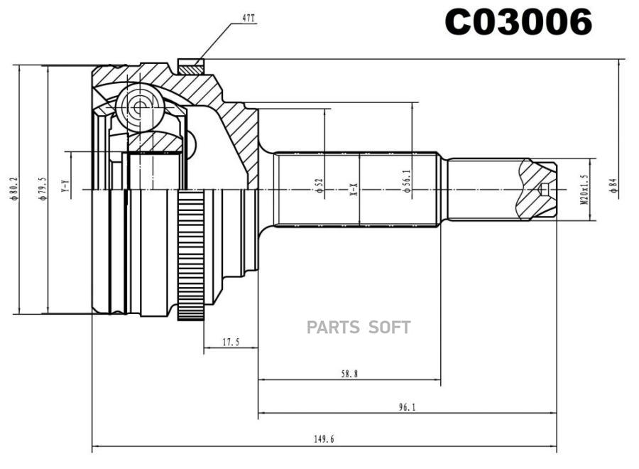 

ШРУС внешний передний SANGSINBRAKE C03006, C03006