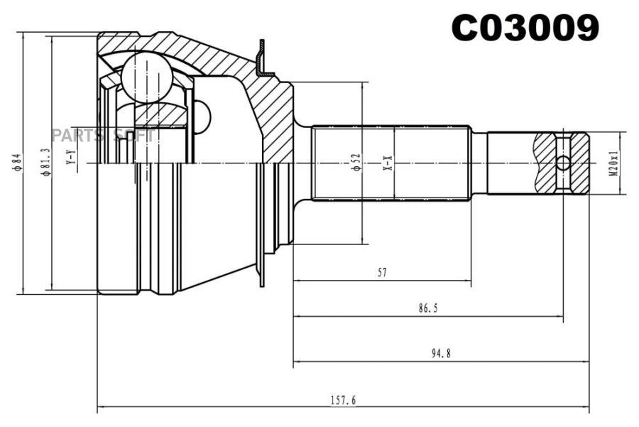 

ШРУС внешний передний SANGSINBRAKE C03009, C03009