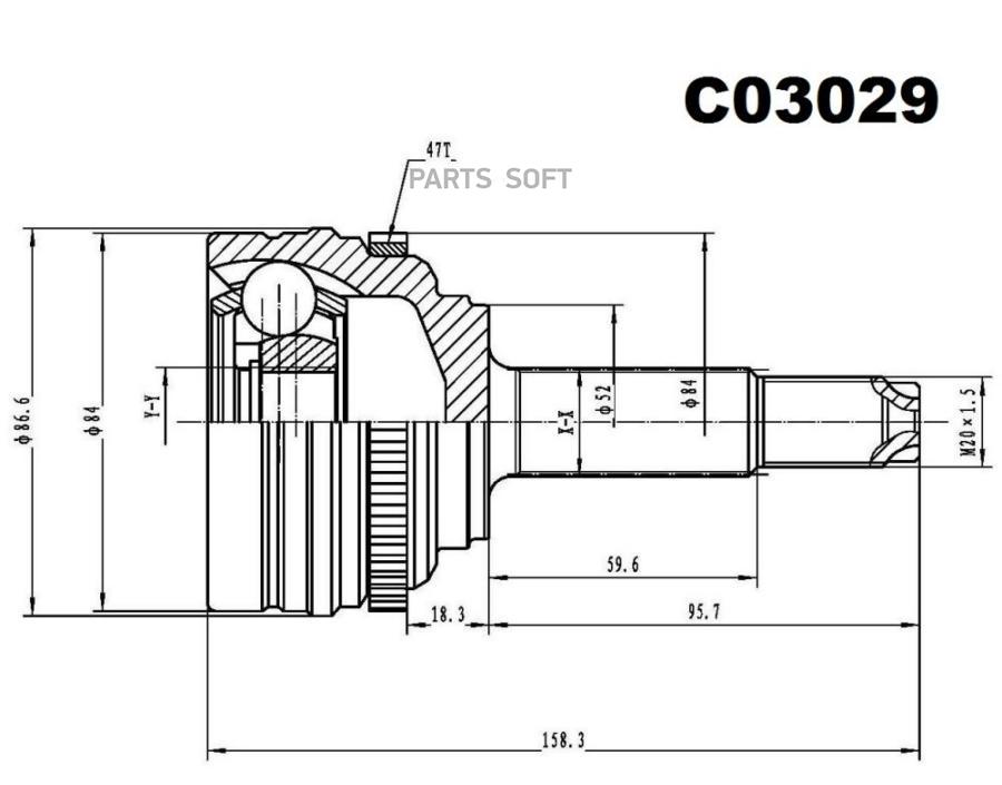 

ШРУС внешний передний SANGSINBRAKE C03029, C03029