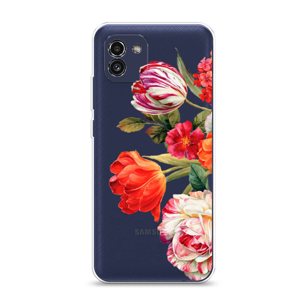 

Чехол Awog на Samsung Galaxy A03 / Самсунг A03 "Весенний букет", Красный;розовый;зеленый, 2104950-8