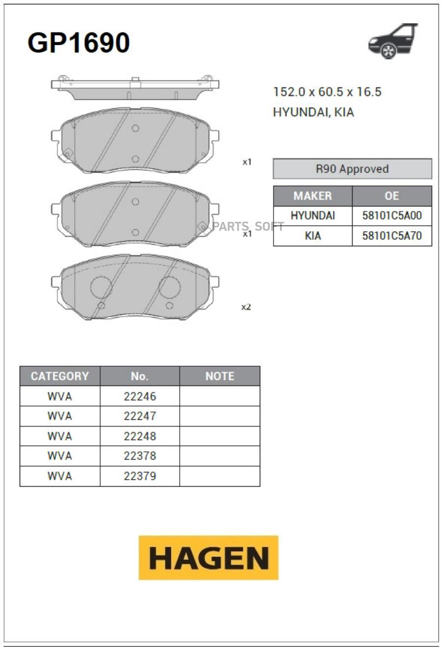 

Тормозные колодки Sangsin brake передние GP1690, GP1690