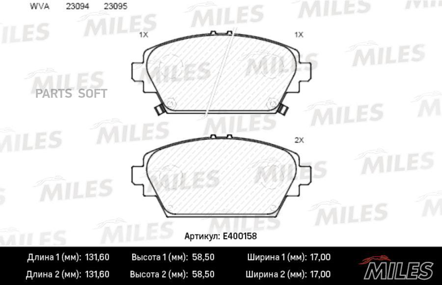 

Колодки Тормозные Nissan Primera (P12) 02>/Almera 00>05 Передние Lowmetallic Miles E400158