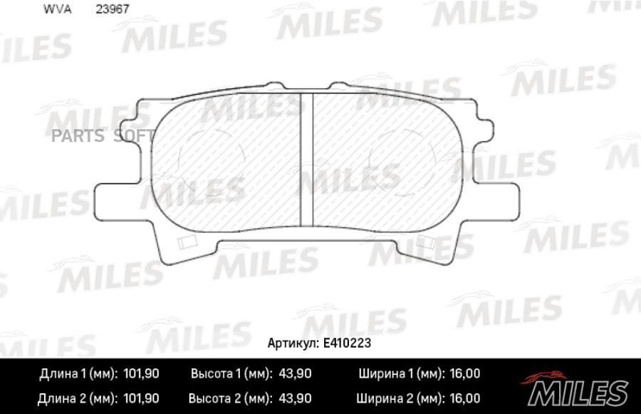 

Колодки тормозные Lexus RX 300/RX 330/RX 350 03-08 RX 400H 05-09 задние Low MILES E410223