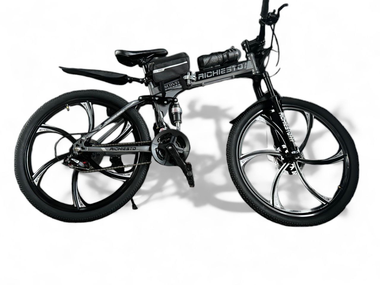 Велосипед Richiesto 26 Складной Двухподвесной 2024 155-175 серый 2850000₽