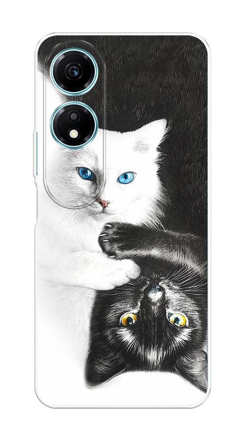 

Чехол на Honor X5 Plus "Коты Инь-Янь", Черный;белый;голубой, 6121950-1