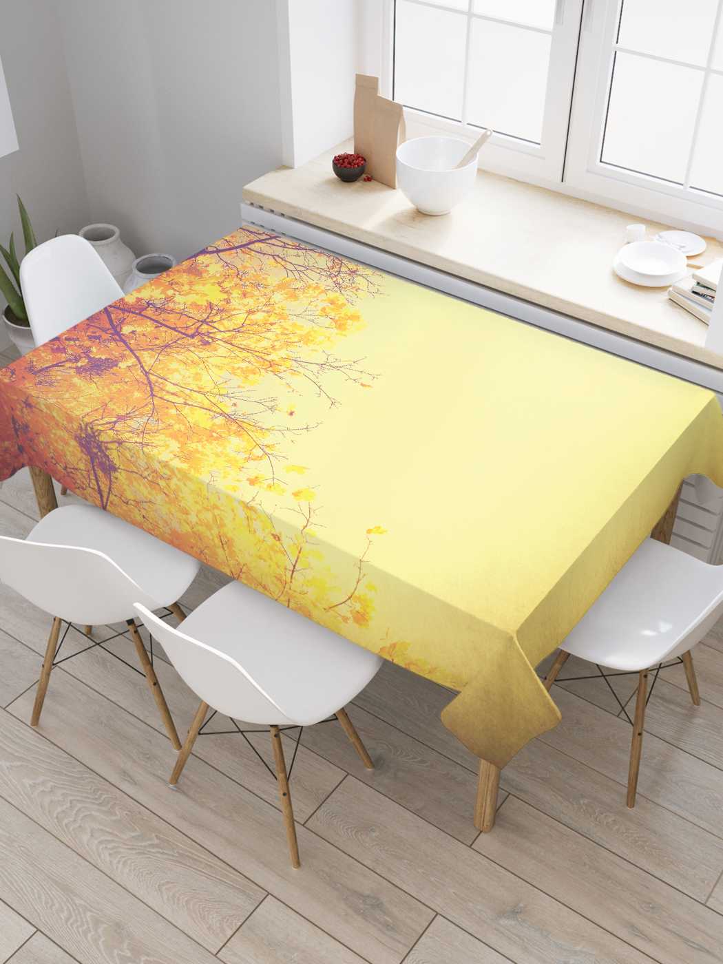 

Скатерть прямоугольная JoyArty "Осеннее ноты" из оксфорда, 120x145 см, Желтый, Осеннее ноты