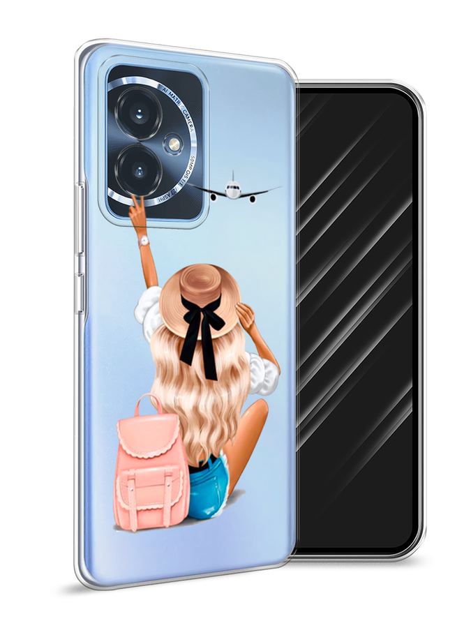 

Чехол Awog на Honor 100 "Автостопом самолетом", Бежевый;белый, 6122750-1