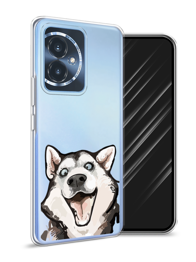 

Чехол Awog на Honor 100 "Радостный хаски", Белый;голубой;черный, 6122750-1
