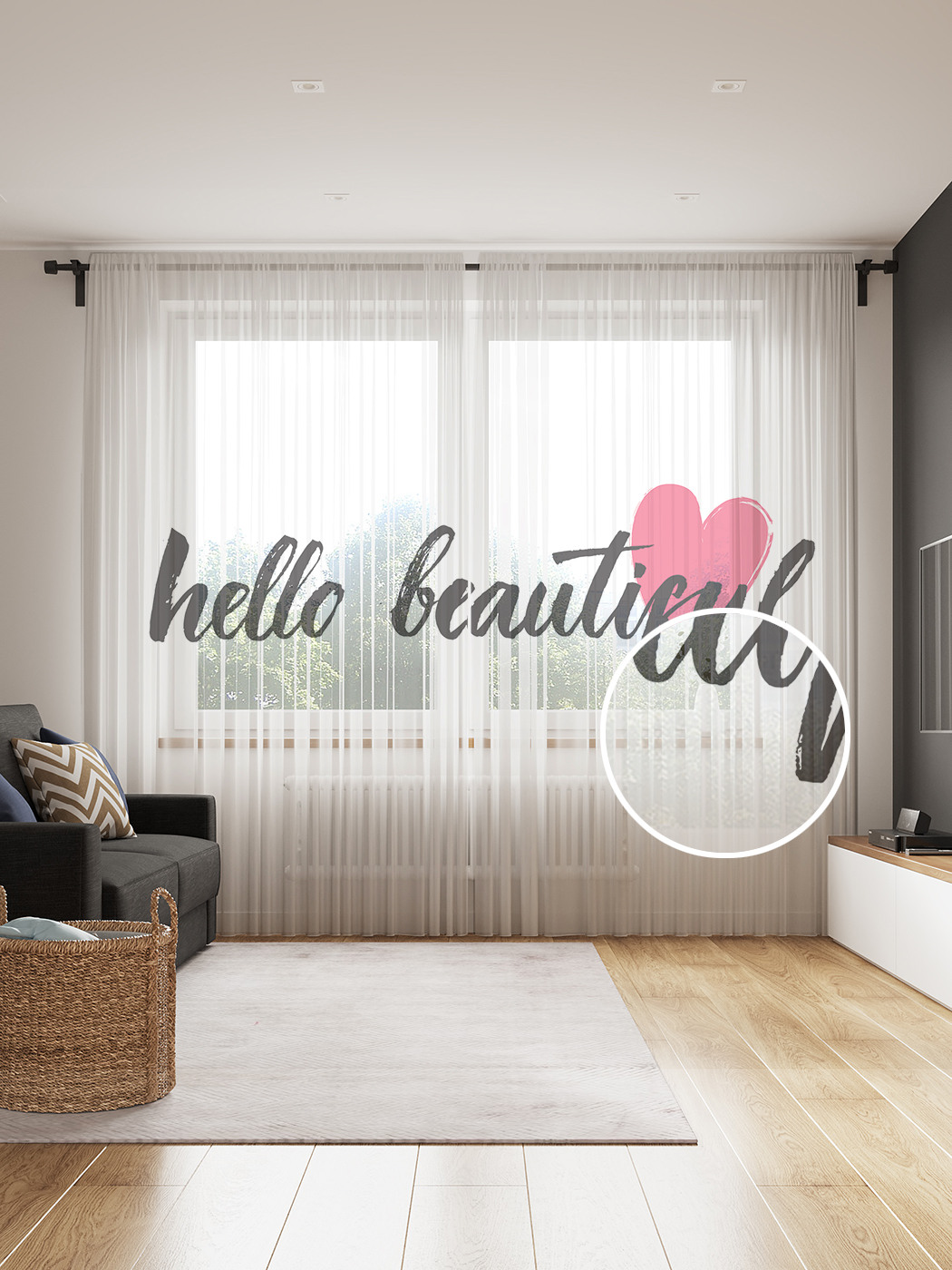 

Фототюль JoyArty "Привет, красотка", 145x265см (2 полотна со шторной лентой + 50 крючков), Привет, красотка