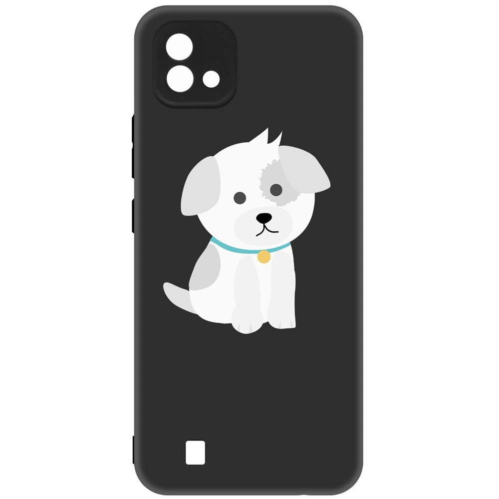 фото Чехол-накладка krutoff soft case белый щенок для realme c11 (2021) черный