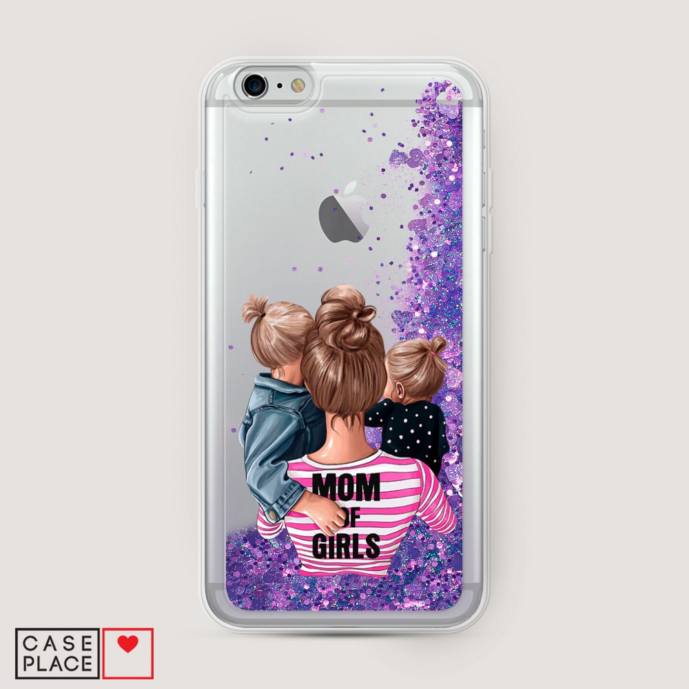 

Жидкий чехол с блестками "Mom of Girls" на Apple iPhone 6 Plus, 10592-1