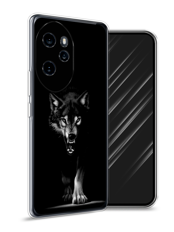 

Чехол Awog на Honor 100 Pro "Волк выходит из ночи", Серый;черный;белый, 6122850-1