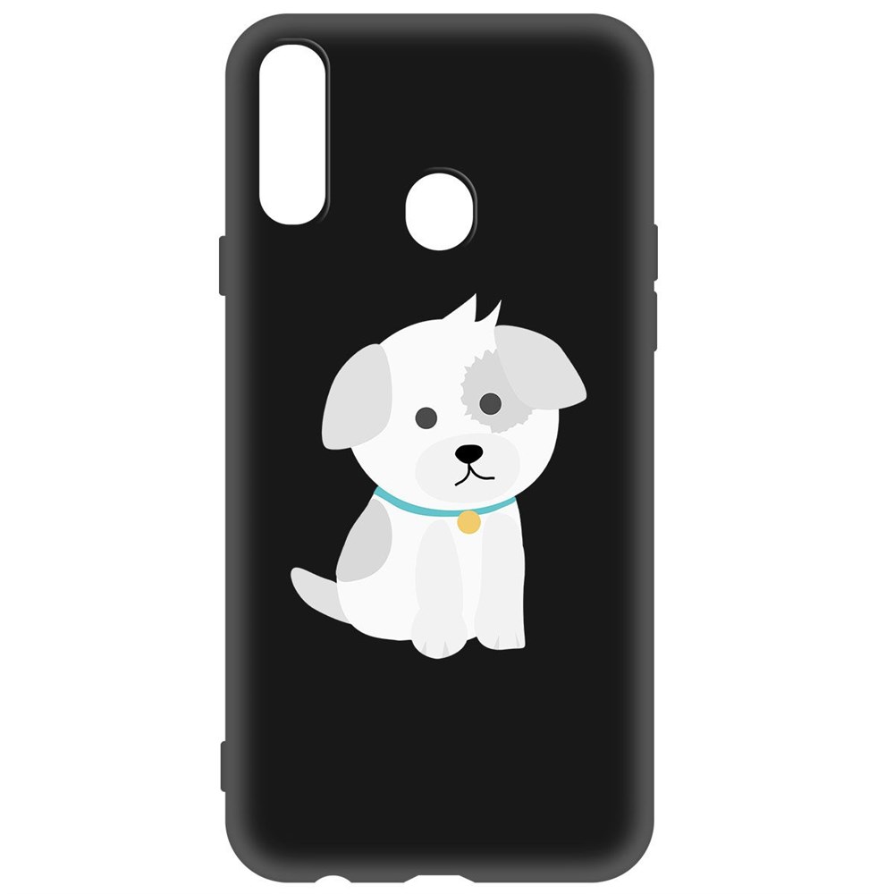 фото Чехол-накладка krutoff soft case белый щенок для samsung galaxy a20s (a207) черный