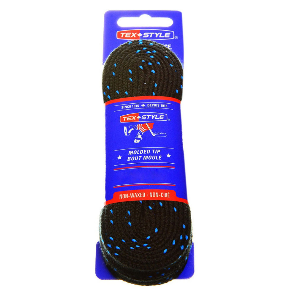 фото Шнурки для коньков texstyle double blue line 244 см, черный tex style