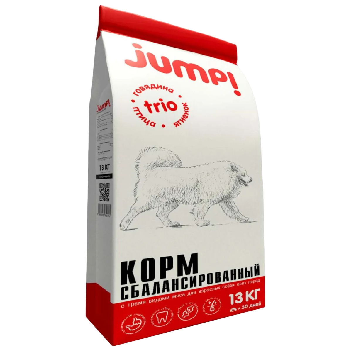 Сухой корм для собак Jump Trio, все породы, ягненок, говядина, домашняя птица, 13кг