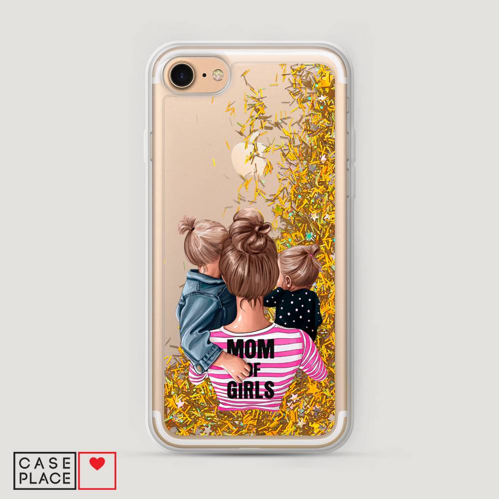 

Жидкий чехол с блестками "Mom of Girls" на Apple iPhone 7, 10690-1