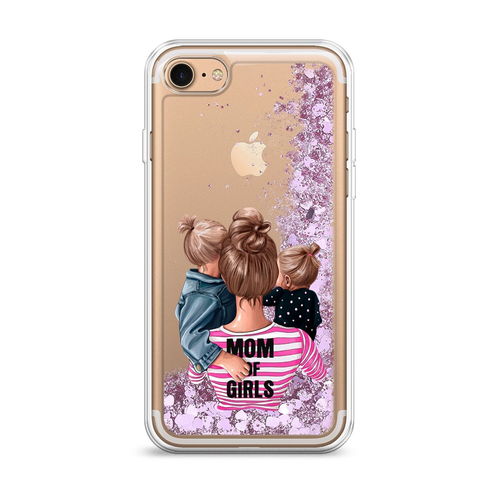 

Жидкий чехол с блестками "Mom of Girls" на Apple iPhone 7, 10694-1