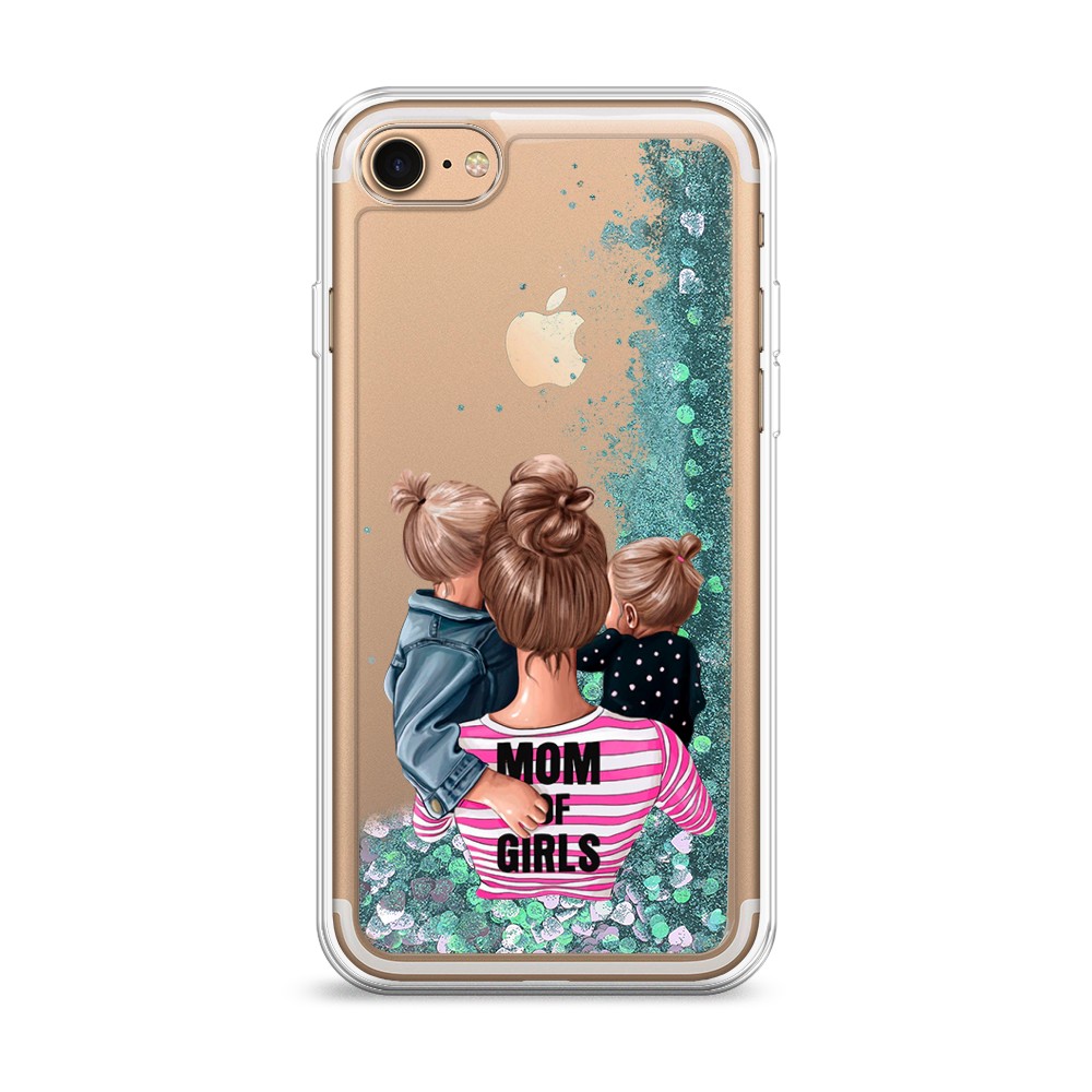 

Жидкий чехол с блестками "Mom of Girls" на Apple iPhone 7, 10695-1