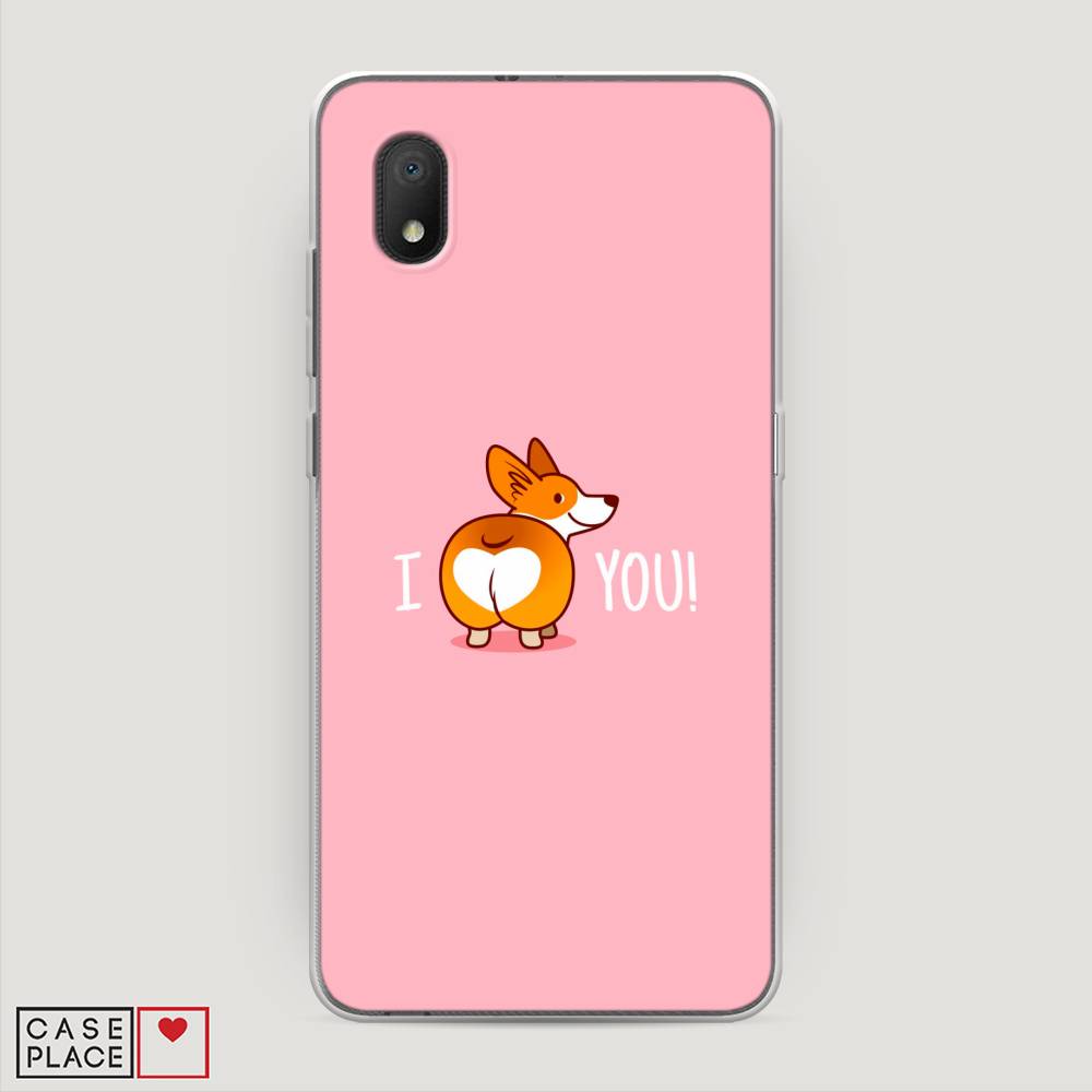 

Чехол на Alcatel 1A (2020) "Корги I love you", Розовый;коричневый;белый, 171050-1