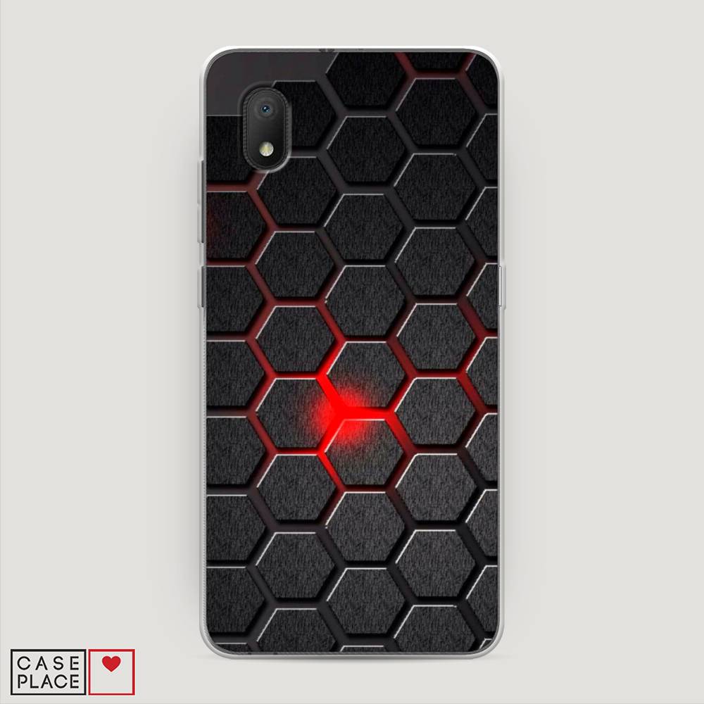 

Чехол на Alcatel 1A (2020) "Соты красные", Красный;черный;серый, 171050-3
