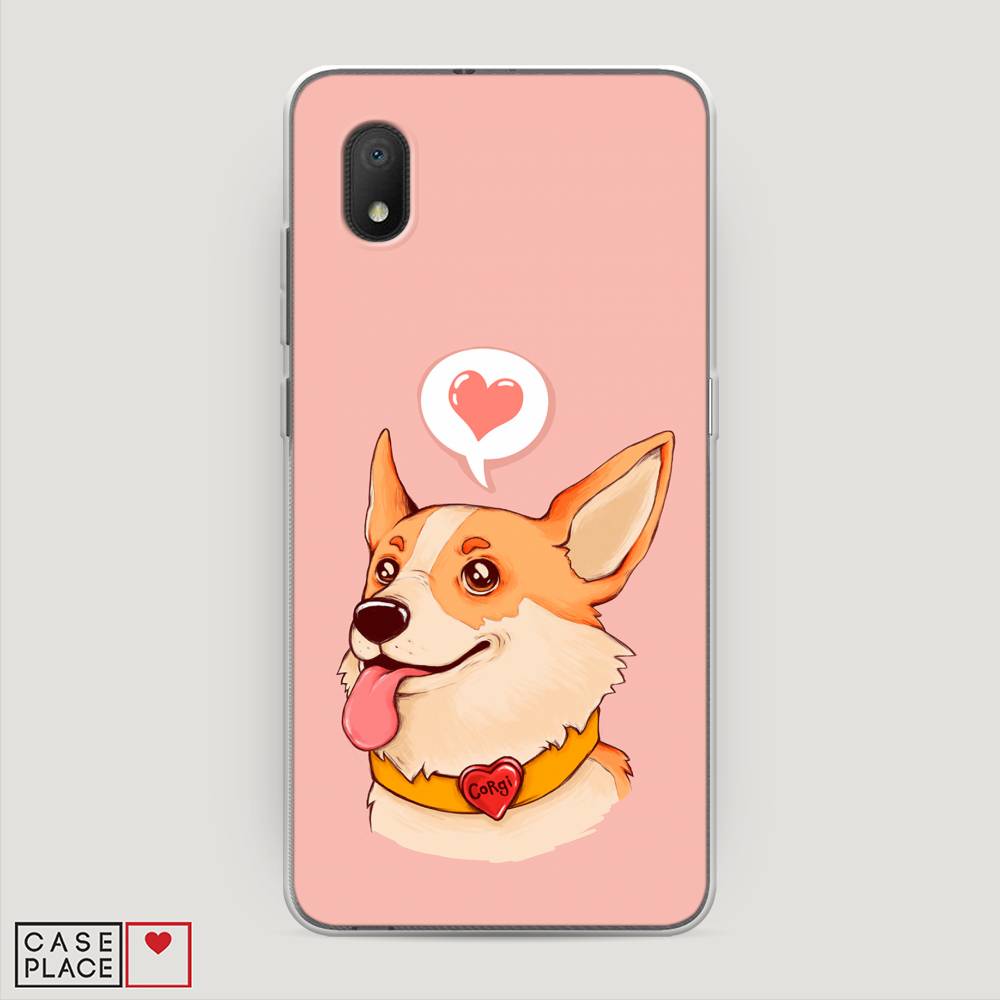 

Чехол на Alcatel 1A (2020) "Корги язык", Розовый;коричневый, 171050-1