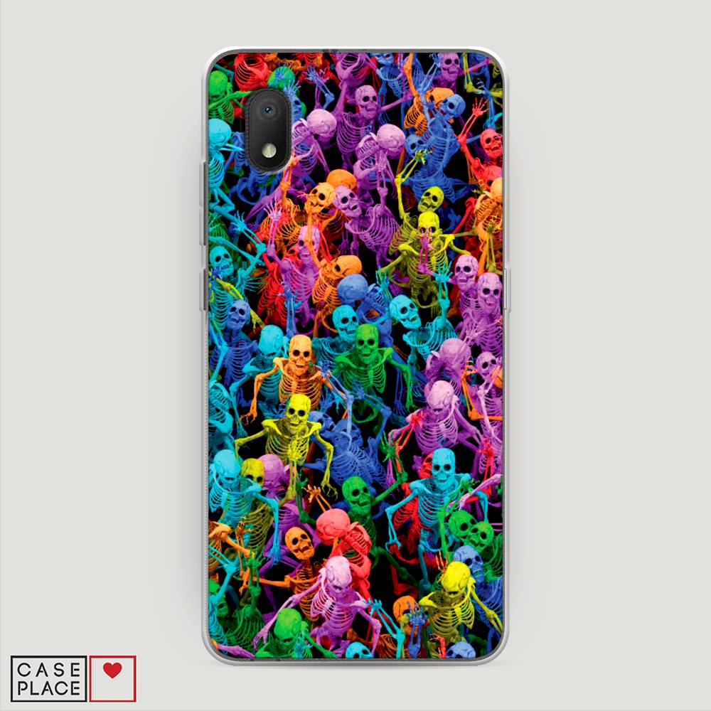 

Чехол на Alcatel 1A (2020) "Вечеринка скелетов", Фиолетовый;желтый;оранжевый, 171050-6
