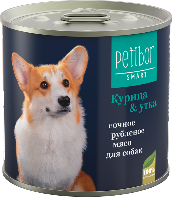 фото Консервы для собак petibon smart рубленое мясо, курица и утка, 240г