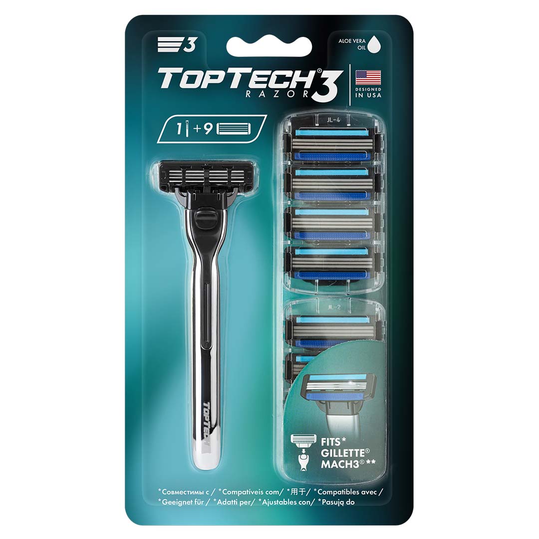 Подарочный набор TopTech Razor 3 1 бритва, 9 сменных кассет кассеты для бритья toptech razor 5 4шт