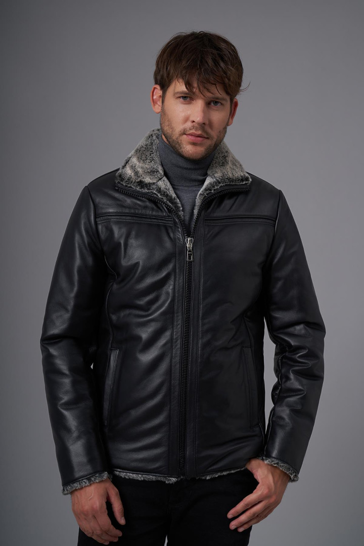 Кожаная куртка мужская Deri Company BD02214 черная S (доставка из-за рубежа)