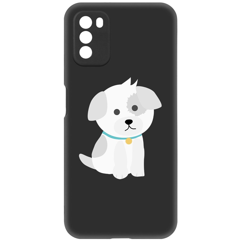 фото Чехол-накладка krutoff soft case белый щенок для xiaomi poco m3 черный