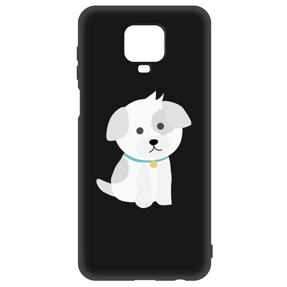 фото Чехол-накладка krutoff soft case белый щенок для xiaomi redmi note 9 pro/ 9s черный