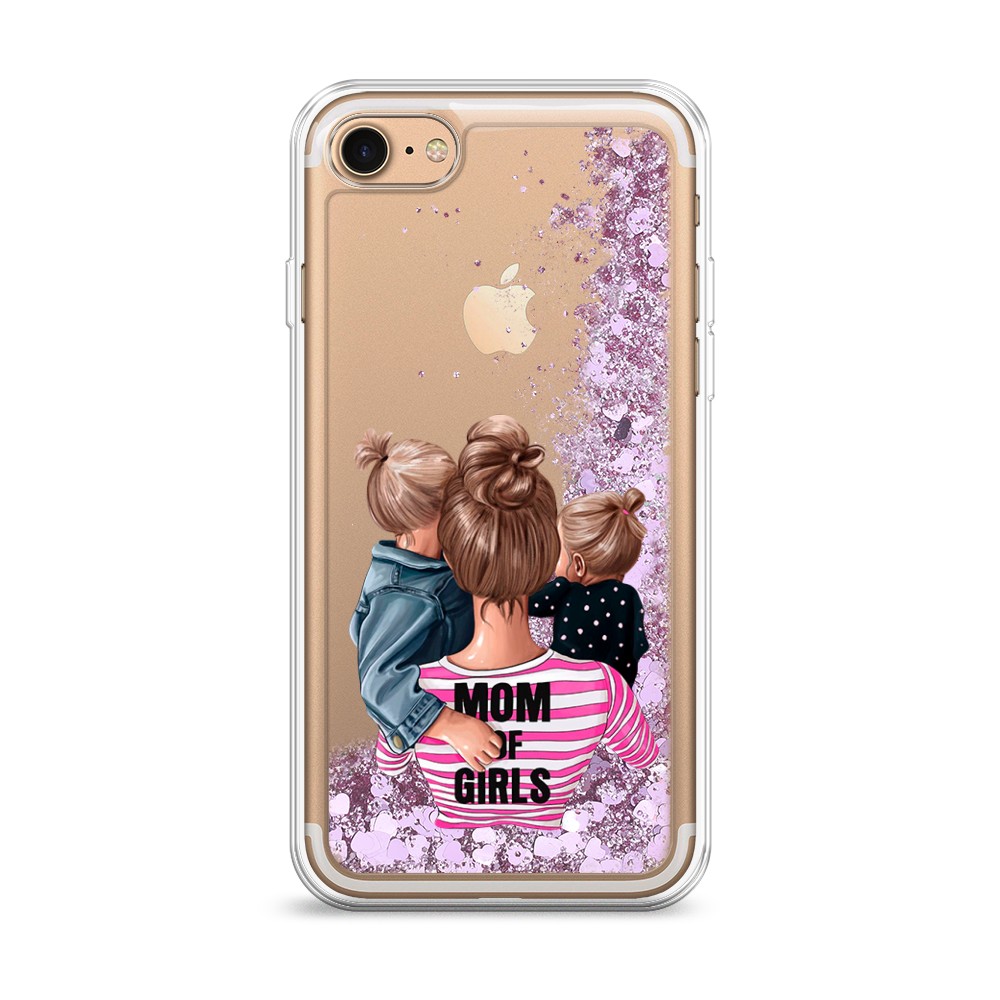 

Жидкий чехол с блестками "Mom of Girls" на Apple iPhone 8, 10894-1