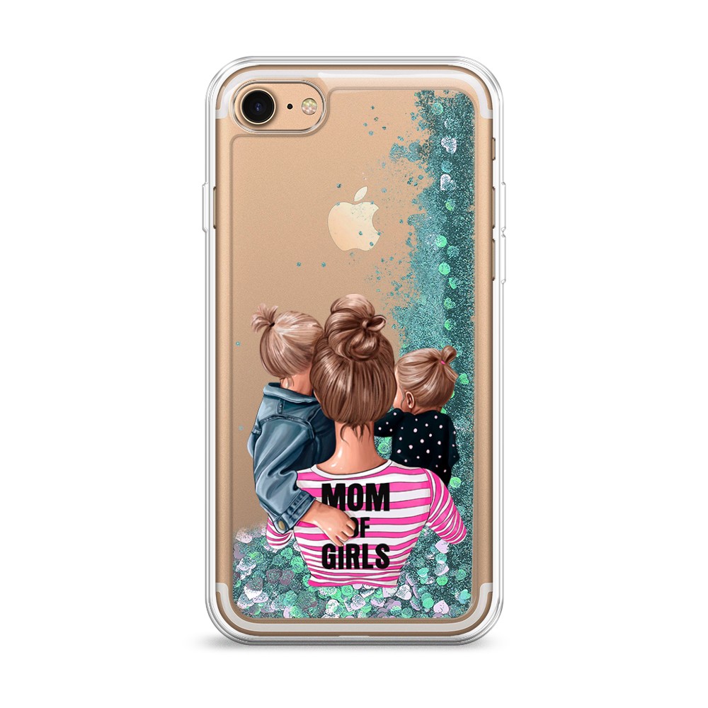 

Жидкий чехол с блестками "Mom of Girls" на Apple iPhone 8, 10895-1