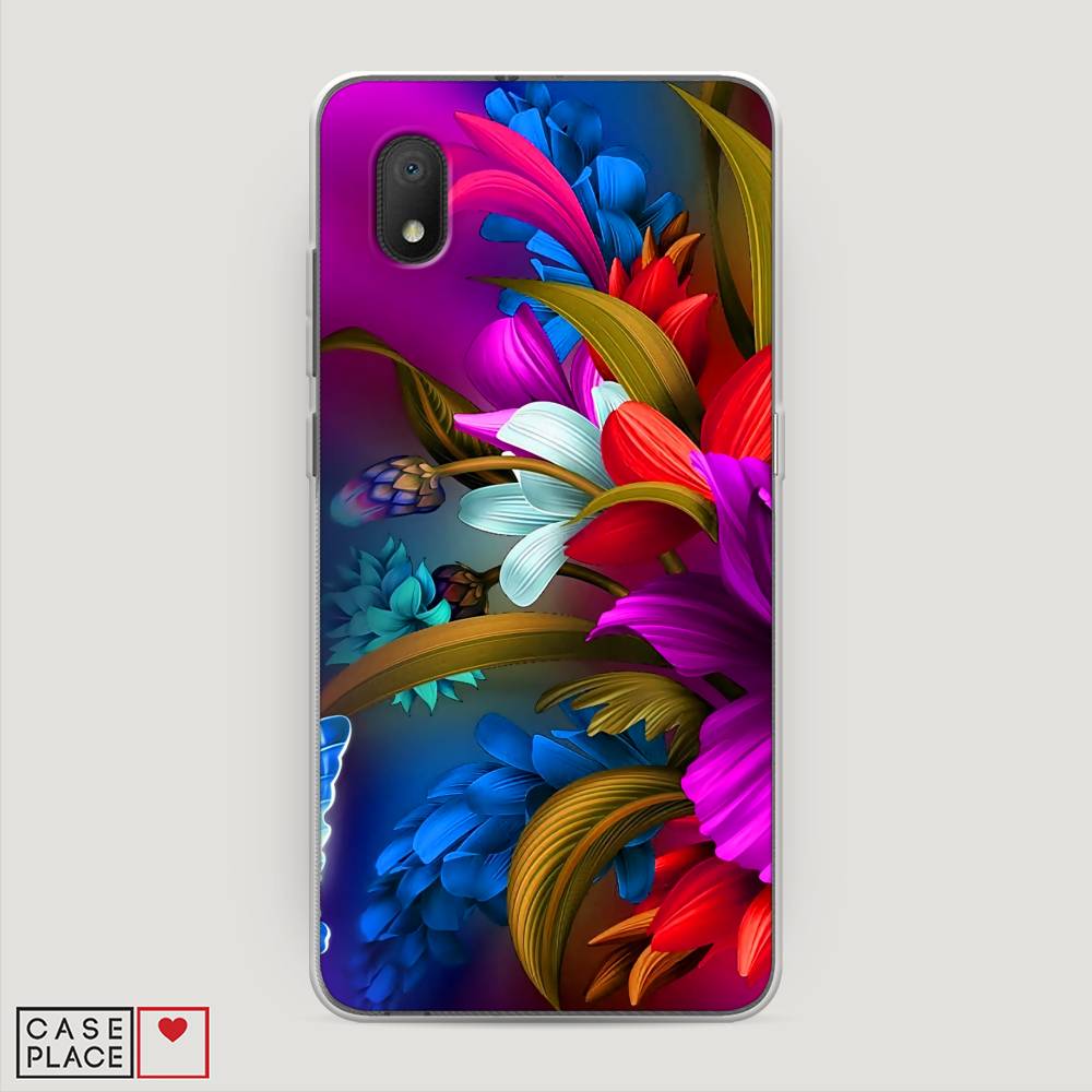 

Чехол на Alcatel 1A (2020) "Фантастические цветы", Фиолетовый;красный;синий, 171050-2