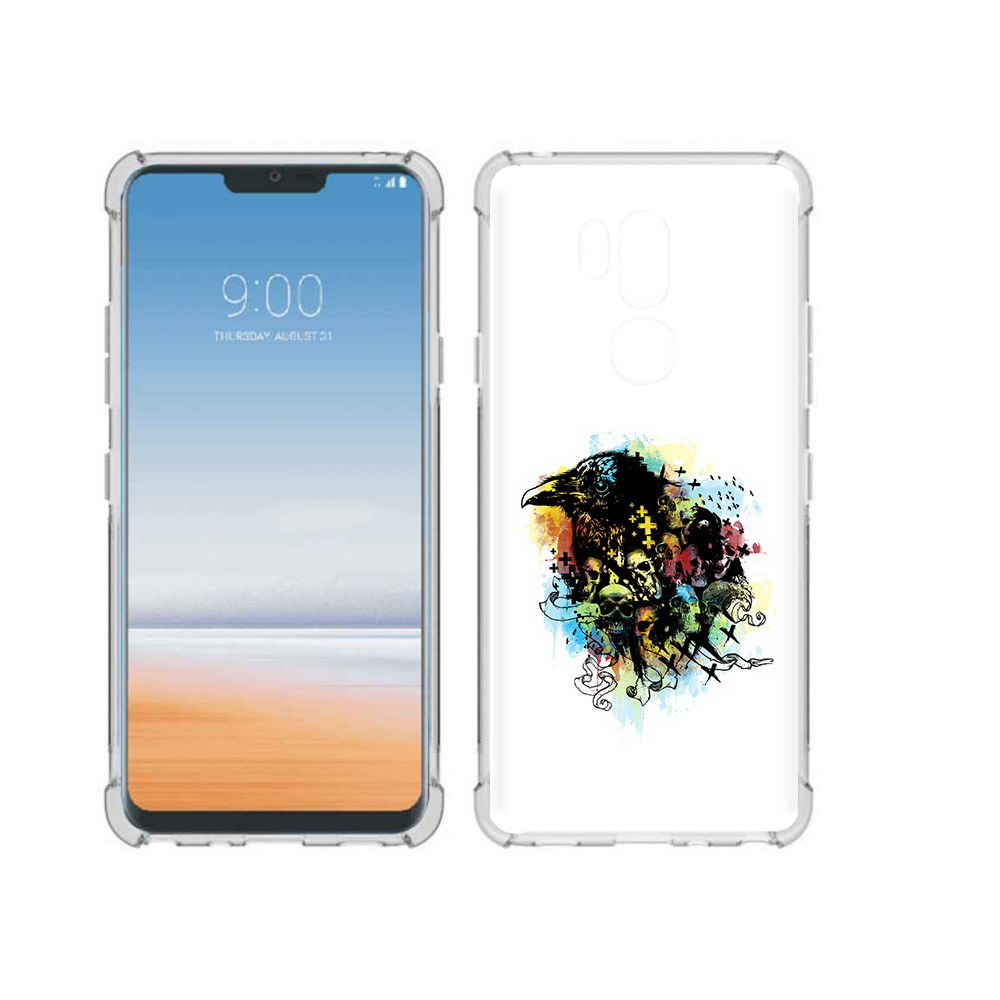 

Чехол MyPads Tocco для LG G7 ThinQ ворон и черепа, Прозрачный, Tocco