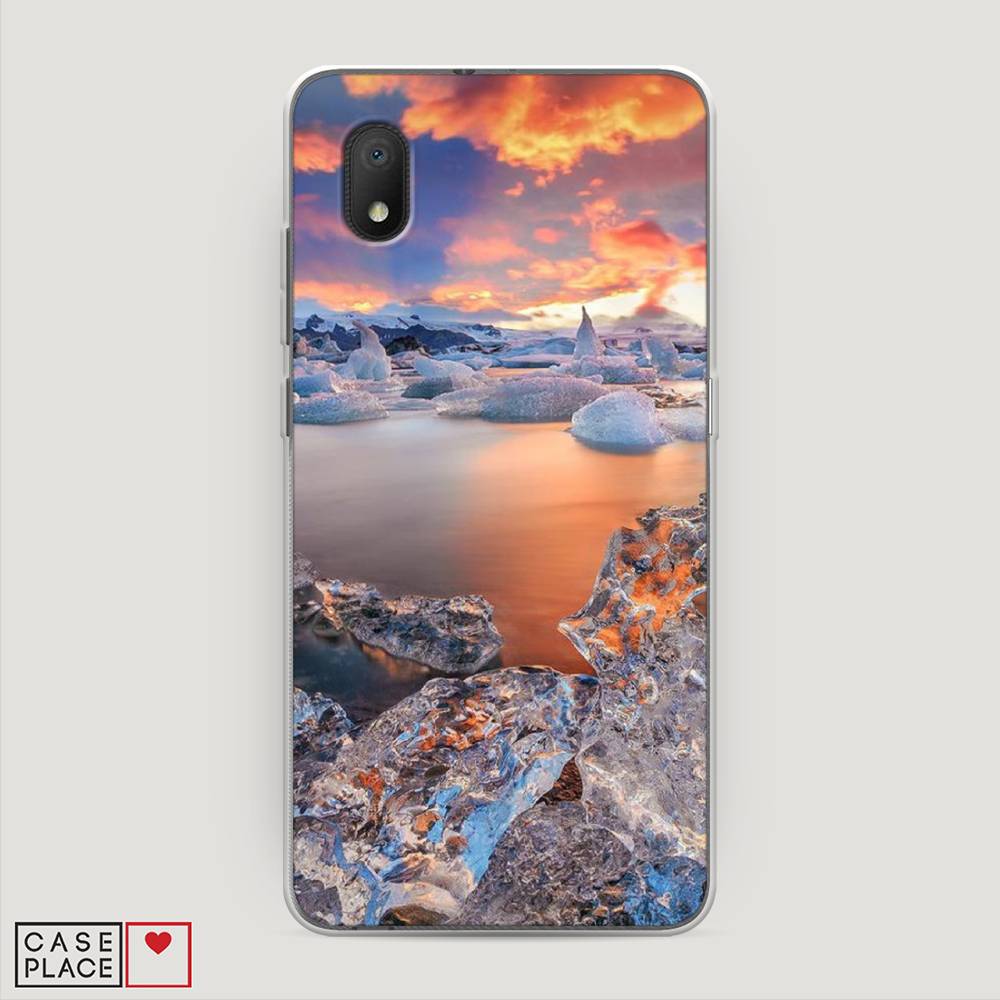 

Чехол на Alcatel 1A (2020) "Ледники", Синий;оранжевый, 171050-2