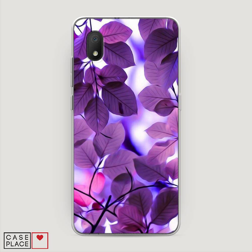 

Чехол на Alcatel 1A (2020) "Сиреневые листики", Фиолетовый;голубой, 171050-2