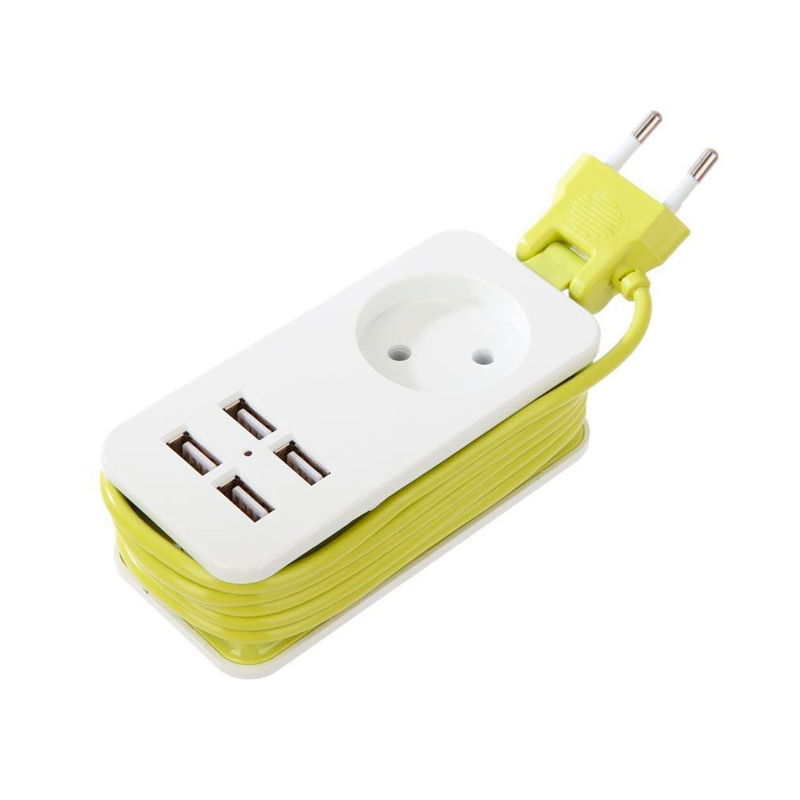 Удлинитель Uniel Travel 1 Socket 2 White, 4 USB, 1,3 м (S-CT1-1.5U) удлинитель бытовой uniel s gcu3 7b 3 гнезда 16a с з и выкл 7м white ul 00010019