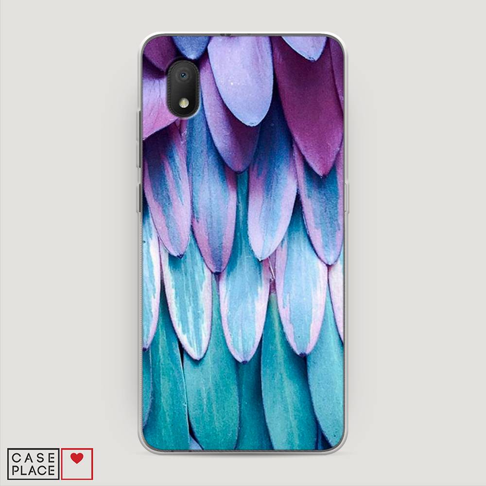 

Чехол на Alcatel 1A (2020) "Синее перо", Фиолетовый;голубой, 171050-3
