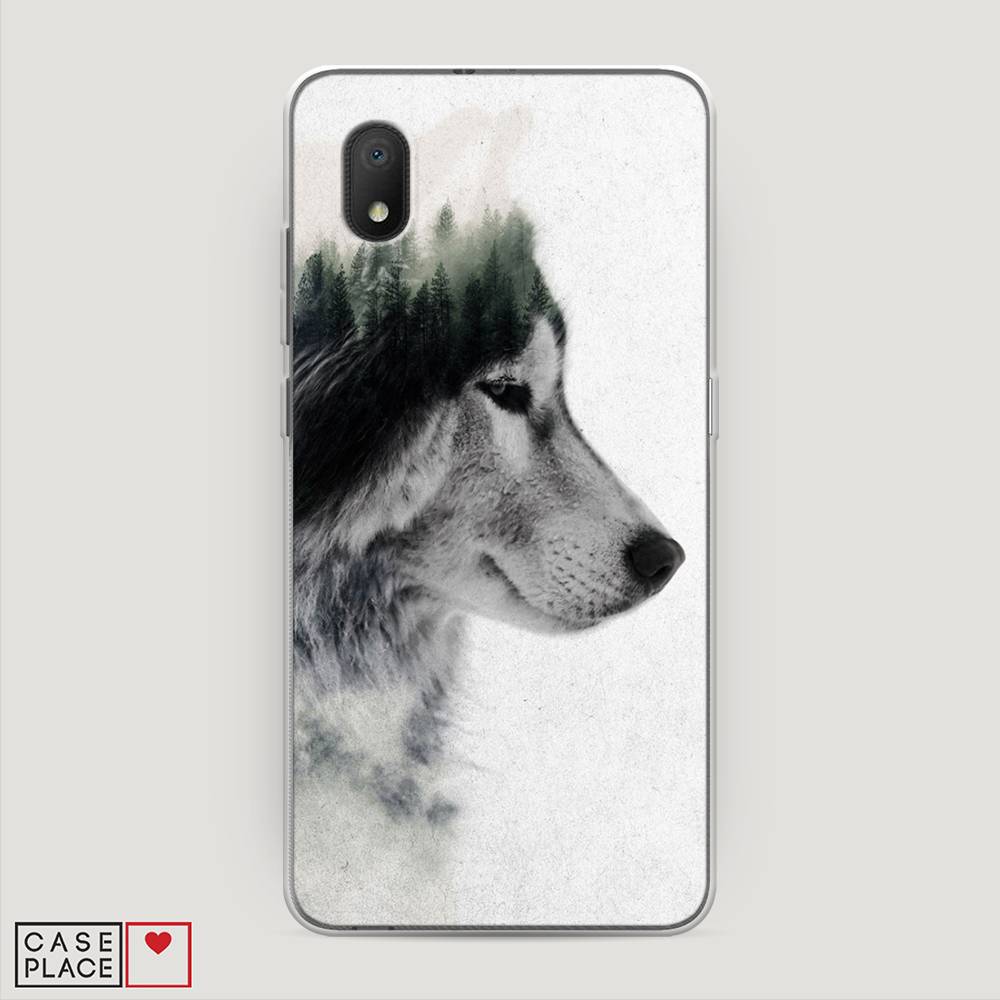 

Чехол на Alcatel 1A (2020) "Волк лес", Серый;белый, 171050-1