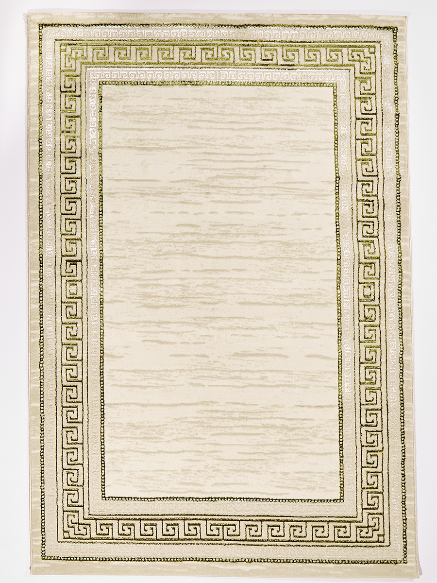 фото Ковер ворсовый kamalak tekstil estetic кремовый с зеленым 150х220 арт. ук-1161-15