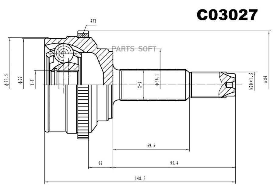 

ШРУС внешний передний SANGSINBRAKE C03027, C03027