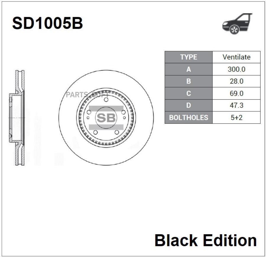 

Торм.диск пер.вент. «Black Edition» SANGSINBRAKE SD1005B, SD1005B