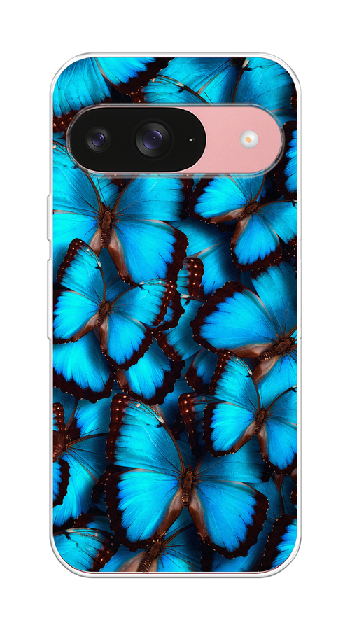 

Чехол на Google Pixel 9 "Тропическая бабочка 2", Голубой;черный, 271950-1