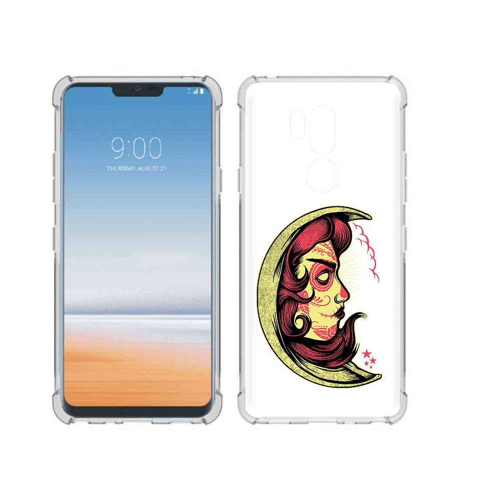 

Чехол MyPads Tocco для LG G7 ThinQ желтый полумесяц с лицом девушки, Прозрачный, Tocco