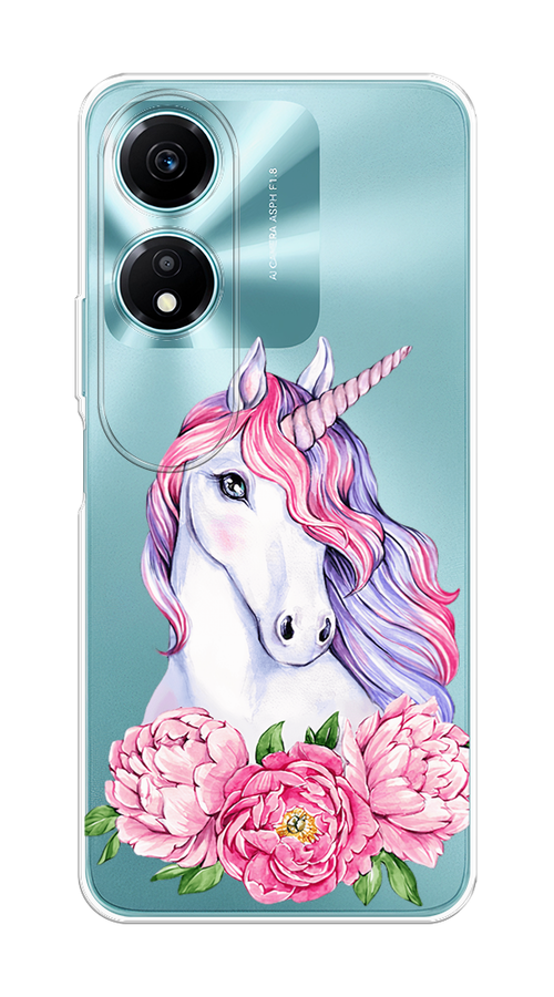 

Чехол на Honor X5 Plus "Единорог с пионами", Розовый;белый;зеленый, 6121950-1