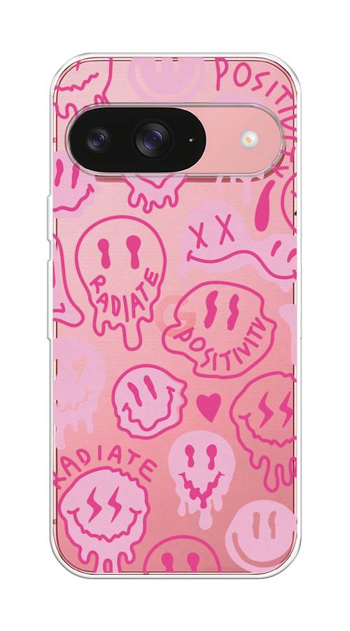 

Чехол на Google Pixel 9 "Галлюциногенные смайлики", Прозрачный;розовый, 271950-1