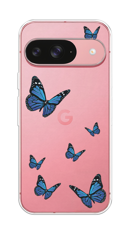 

Чехол на Google Pixel 9 "Blue butterflies", Синий;черный, 271950-1