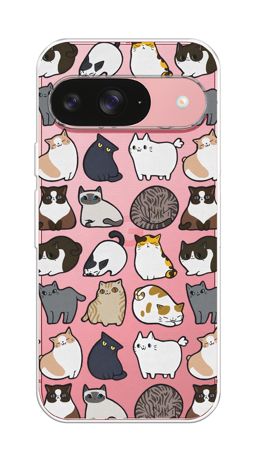 

Чехол на Google Pixel 9 "Милые котики", Прозрачный;белый;серый, 271950-1